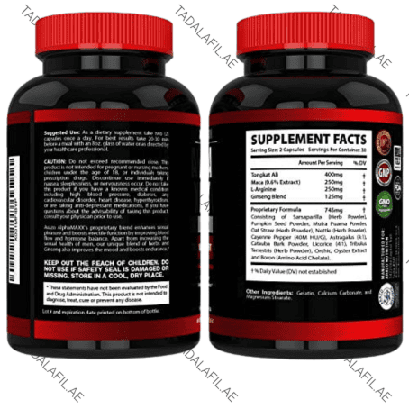 Alpha MAXX Male Enhancement Capsules supplement facts and bottle labels on white background