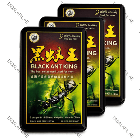 Black Ant King Power Tablet tin packaging set on white background