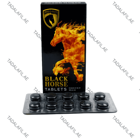 Black Horse Tablets blister pack and product box on white background