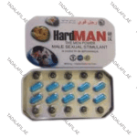 Hard Man Male Sexual Stimulant Pills blister pack and tin packaging on white background