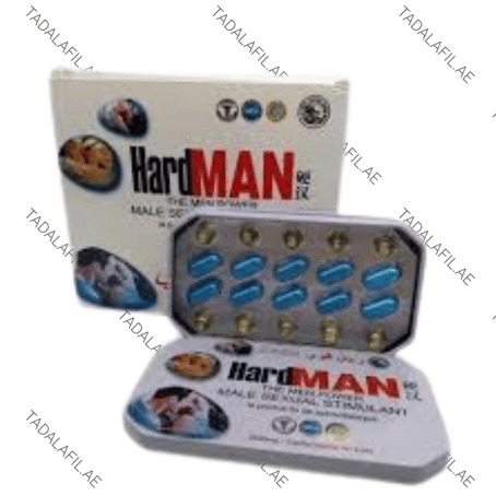 Hard Man Power Pills blister pack and packaging on white background