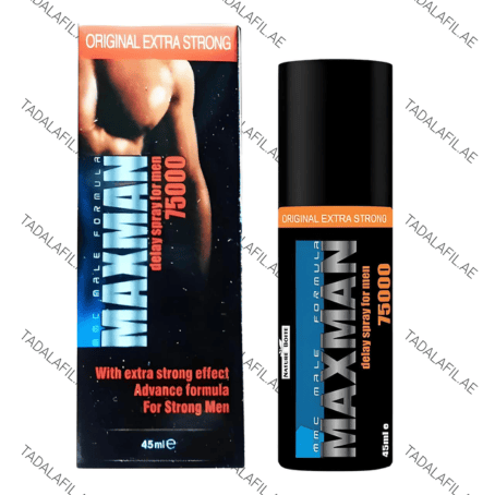 Maxman Spray delay spray bottle and box on white background