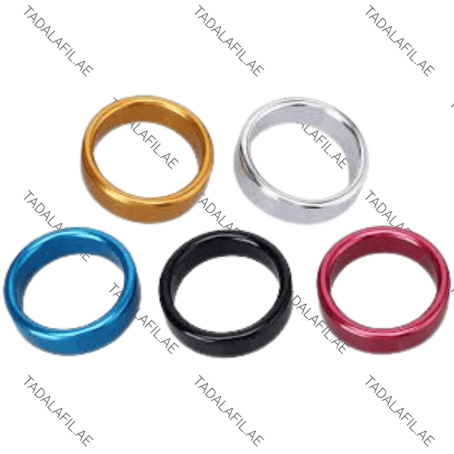 Metal Cock Ring set in multiple colors on white background