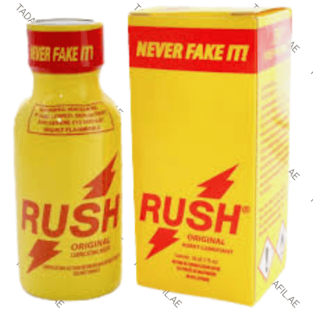 Rush Poppers Drops bottle and packaging box on white background