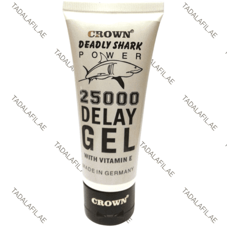 Shark Delay Gel 25000 tube on white background