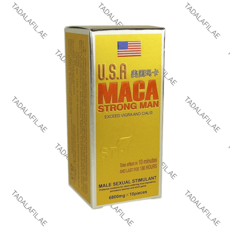 USA Maca Strong Man Pills packaging box on white background