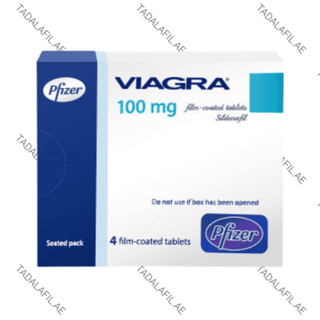 Viagra 100mg film-coated tablets packaging box on white background