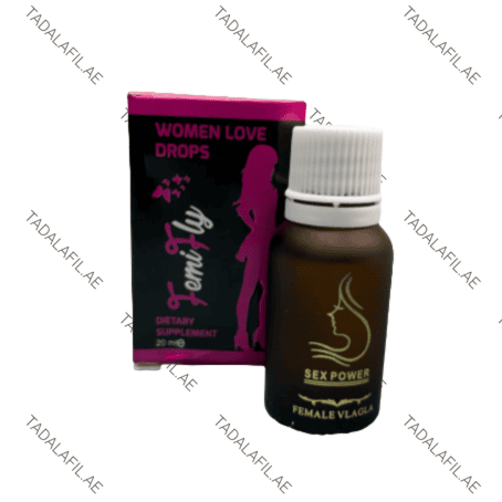 Women Love Drops female dietary supplement bottle and box on white background