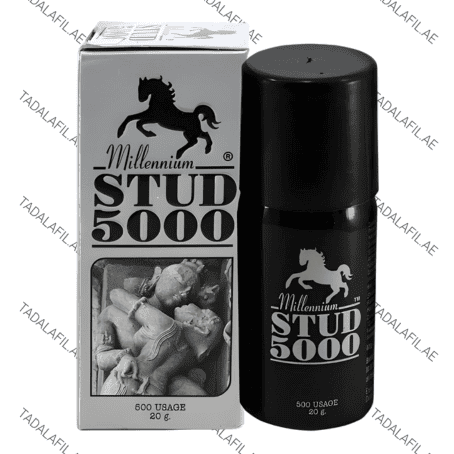 Stud 5000 Delay Spray bottle and box on white background