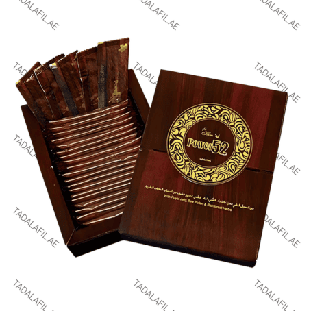 Royal Power Honey sachets with wooden style product box on white background