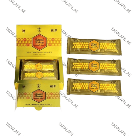 VIP Royal Honey sachets and product box on white background