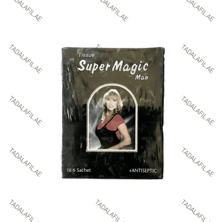 Super Magic Delay Tissue pack for men on white background