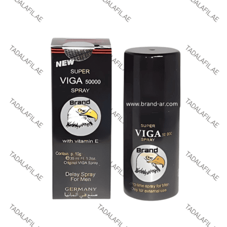 Viga 50000 Delay Spray bottle and box on white background