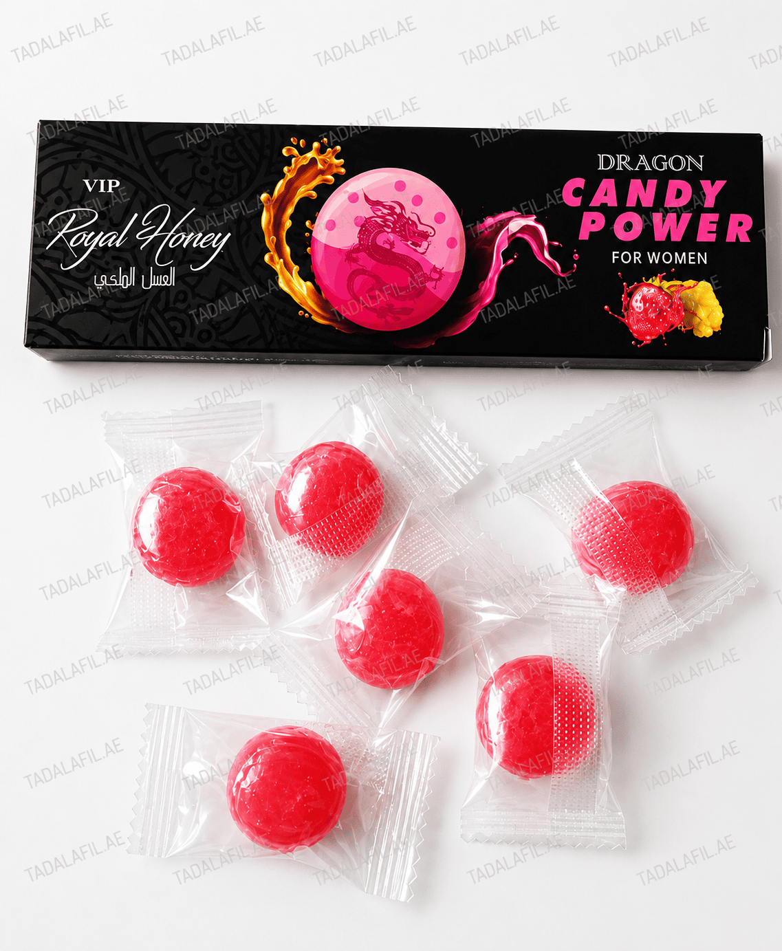 Dragon Candy Power for Women UAE – Royal Honey Candy Dragon Candy Power for Women Royal Honey candy package with key product features.