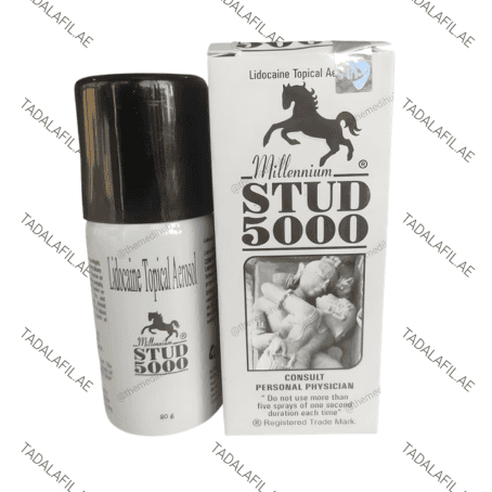 Stud 5000 Delay Spray bottle and packaging on white background