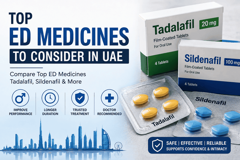 Top ED medicines to consider in UAE, including tadalafil and sildenafil.